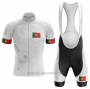 2020 Cycling Jersey Champion Portugal White Short Sleeve and Bib Short