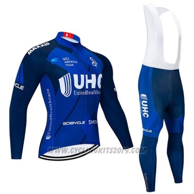 2020 Cycling Jersey UHC Dark Blue Long Sleeve and Bib Tight