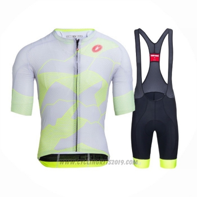 2021 Cycling Jersey Castelli Light Yellow White Short Sleeve and Bib Short