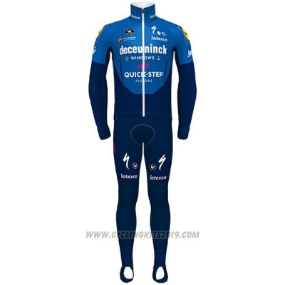 2021 Cycling Jersey Deceuninck Quick Step Blue Long Sleeve and Bib Tight