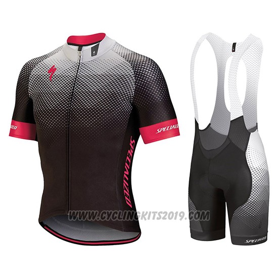 2018 Cycling Jersey Specialized Black Gray Pink Short Sleeve and Bib ...